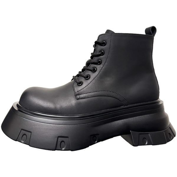 Black Platform Height Increased By 7cm Casual Martin Boots - Image 5