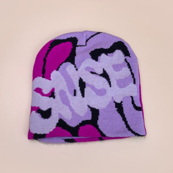 American Contrast Color Letter Jacquard Knitted Hat - Image 6