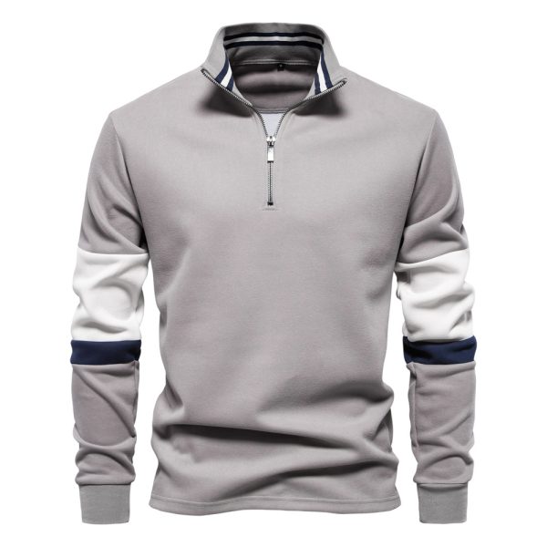 Polo Collar Contrast Color Casual All-matching Hoodie - Image 7