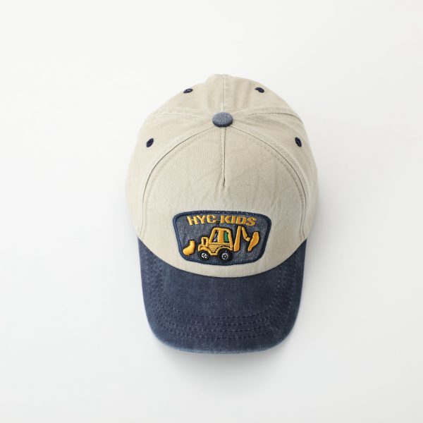 Cartoon Excavator Washed Baseball Cap - Image 3
