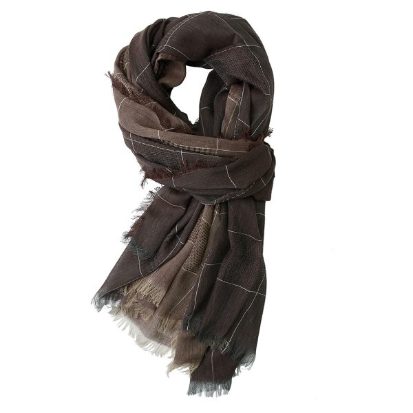 Winter Dual-color Patchwork Plaid Tassel Large Size Scarf - Image 5