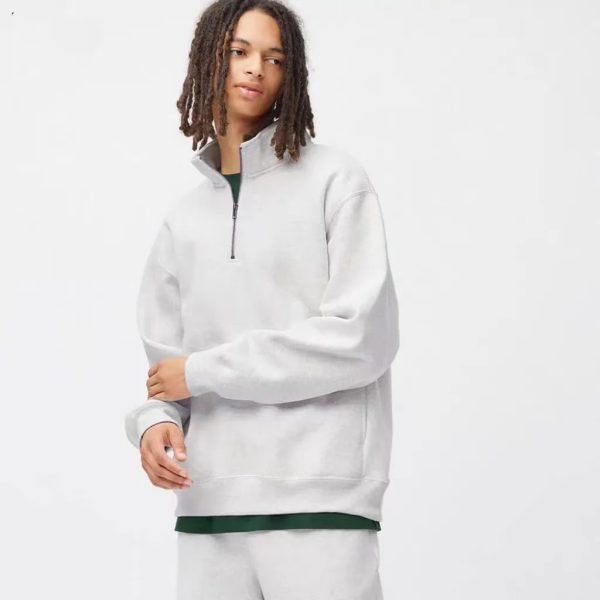 Men's Thick Loose Half Zipped Stand Collar Top - Image 2