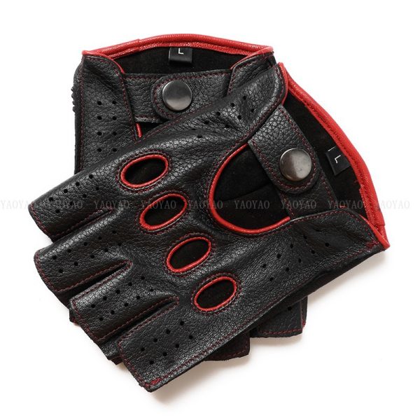 Riding Outdoor Leather Half Finger Sheepskin Gloves - Image 8