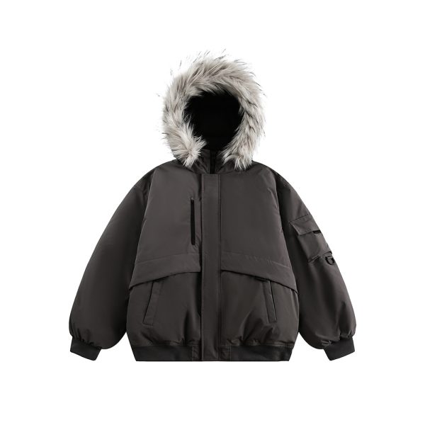 Retro Fur Collar Hood Parka Down Jacket Women's Winter Thickened - Image 7