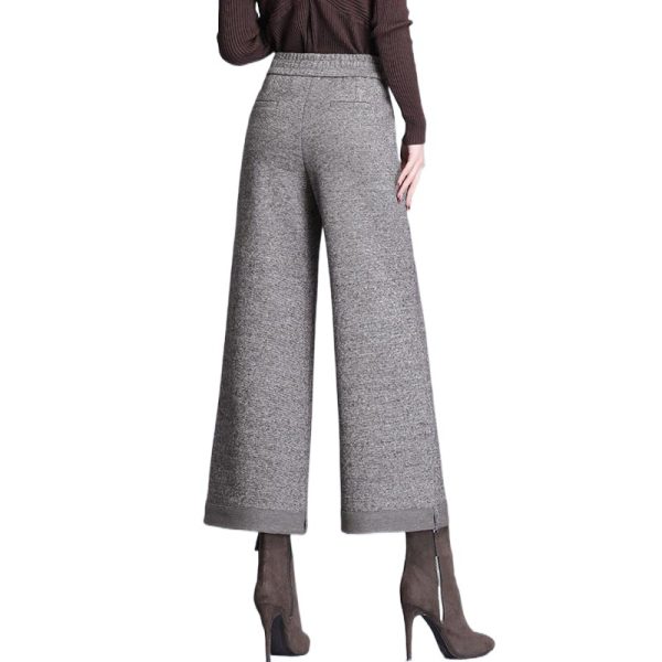 Small Woolen Wide-leg Pants Women's High Waist Cropped Pants - Image 5
