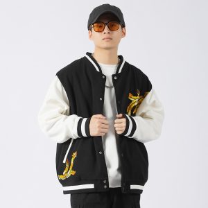 Men's Loose National Embroidered Vintage Suede Jacket