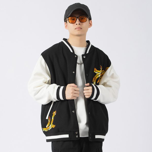 Men's Loose National Embroidered Vintage Suede Jacket