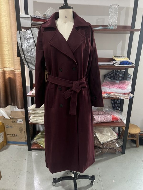 Women's Fashion Lace-up Woolen Trench Coat - Image 5