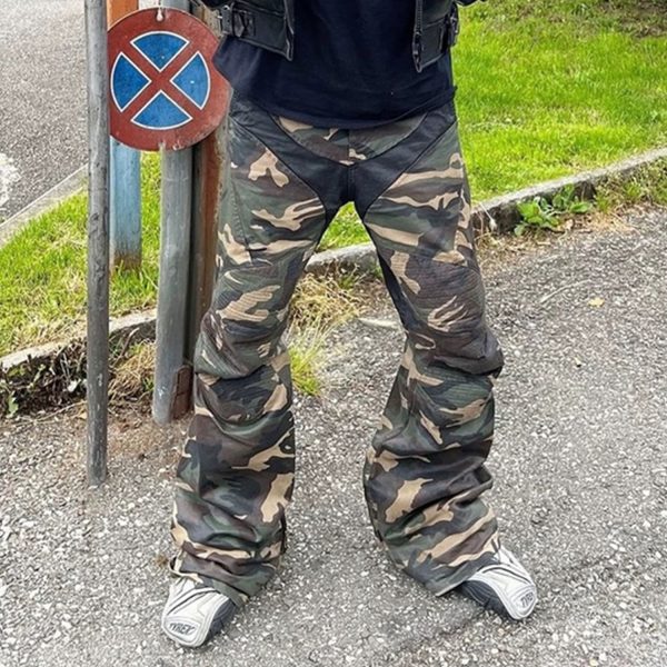 Men's Same Stitching Design Zipper Wide Leg Pants - Image 3