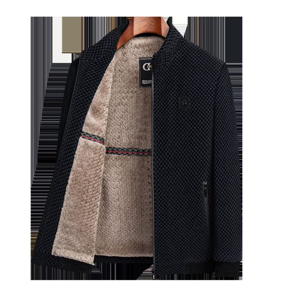 Middle-aged And Elderly Men's Fleece-lined Thickened Chenille Coat - Image 3