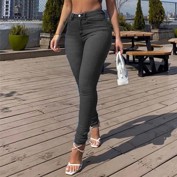Sexy Peach Hip Skinny Jeans For Women - Image 5