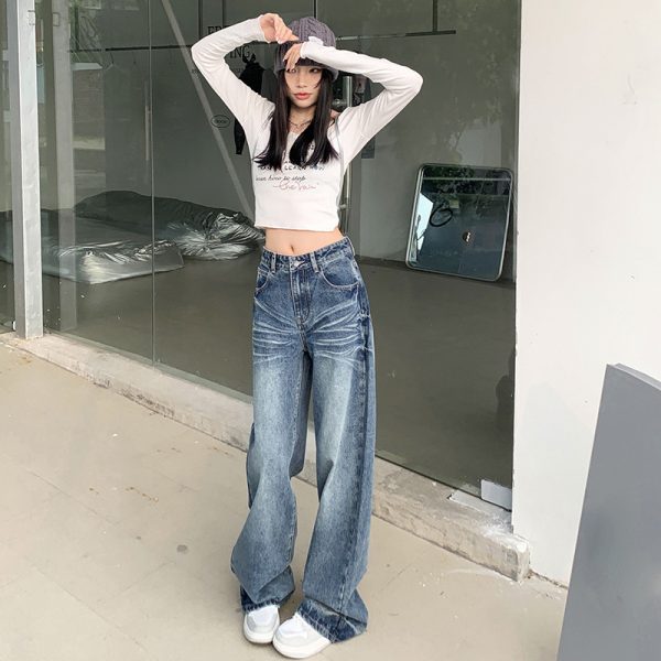 Women's Straight Loose American Retro Wide Leg Jeans - Image 2