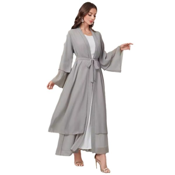 Middle East Solid Color Chiffon Plus Size Women's Gauze Robe - Image 5