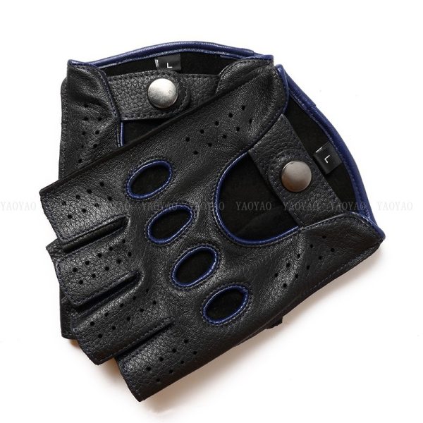 Riding Outdoor Leather Half Finger Sheepskin Gloves - Image 10