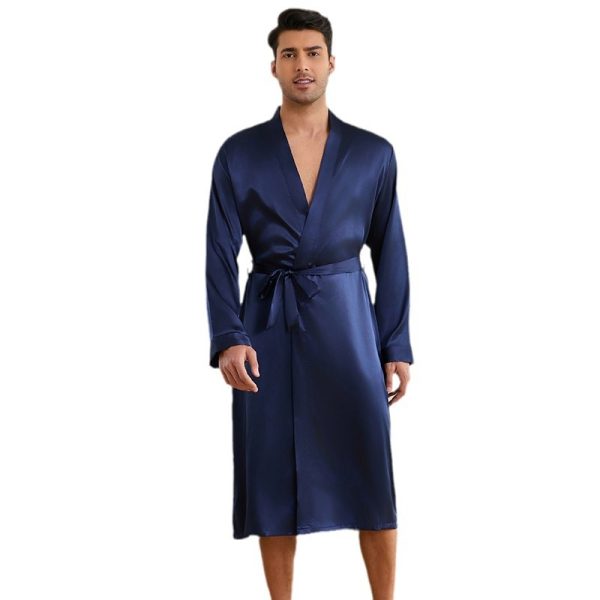 Men's Robes Shorts Suit Solid Color Homewear - Image 5