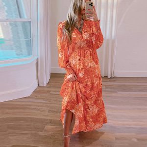 European And American Fashion & Trend Multi-color Printed Dress