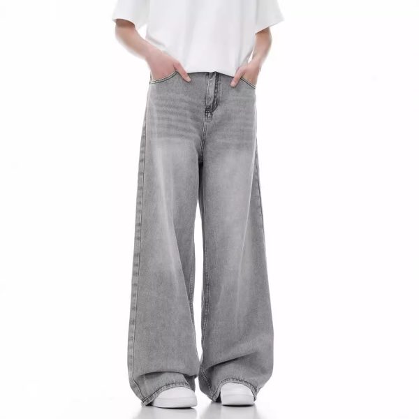 Loose Casual Wide Leg Straight Worn Jeans - Image 3
