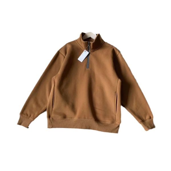 Men's Thick Loose Half Zipped Stand Collar Top - Image 5