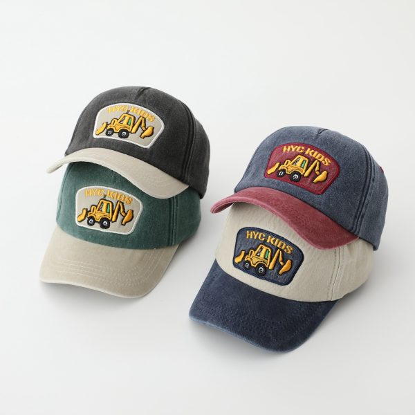 Cartoon Excavator Washed Baseball Cap - Image 5