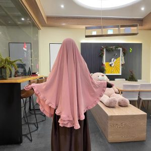 Pure Color Ruffles Big Swing Headscarf Middle East Solid Color