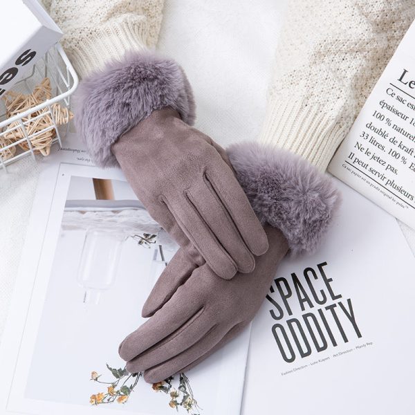 Thermal Touch Screen Fleece-lined Thick Suede Gloves - Image 8