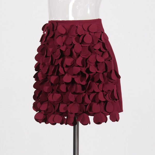 Design Sense Stitching Wafer Decoration Short A- Line Skirt - Image 2