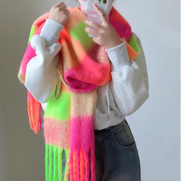 Dopamine Street Product Plaid Scarf Color Thickened - Image 2