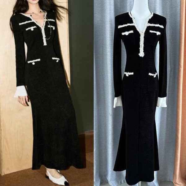 Contrast Color Fishtail Waist Dress - Image 2
