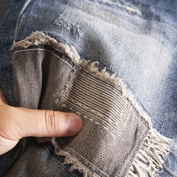 Retro Beggar Ripped Patch Jeans For Men - Image 3
