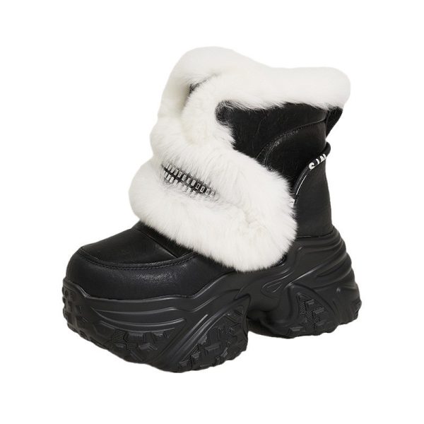 Women's Muffin Thick-soled Fur Plus Velvet Snow Boots - Image 5