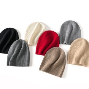 Pure Cashmere Knitted Wool Hat All-match Bag Cap Sleeve Cap All-match Casual Shopping Cashmere Hat