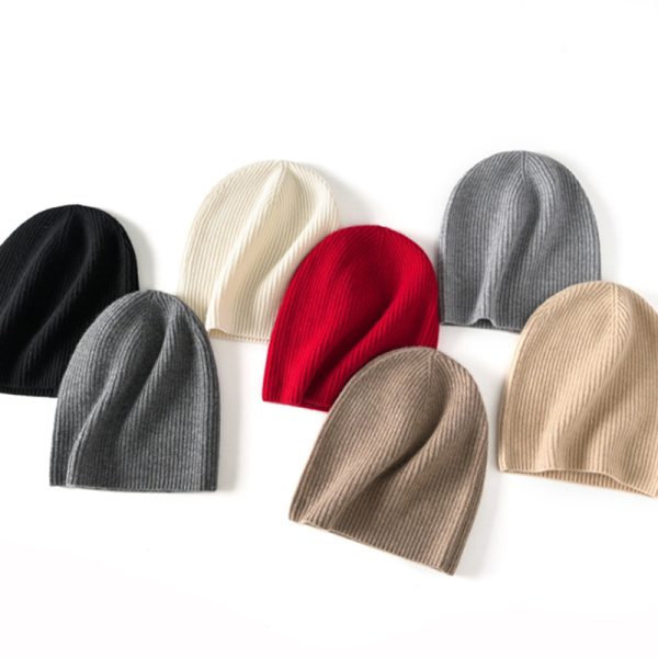 Pure Cashmere Knitted Wool Hat All-match Bag Cap Sleeve Cap All-match Casual Shopping Cashmere Hat