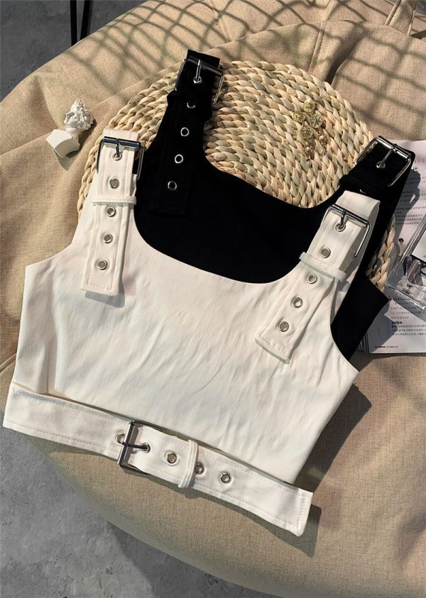 Girl's Black Cropped Overalls Jazz Outerwear Bra Top Vest - Image 3