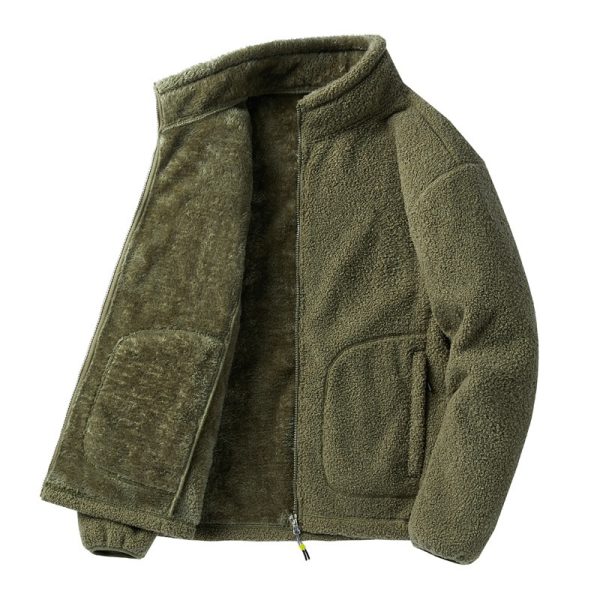 Outdoor Jacket Men's Fleece Stand Collar Loose - Image 5