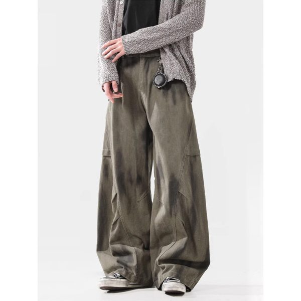 Loose Street Pleated Dirty Dyed Cargo Jeans - Image 6
