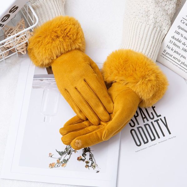 Thermal Touch Screen Fleece-lined Thick Suede Gloves - Image 3