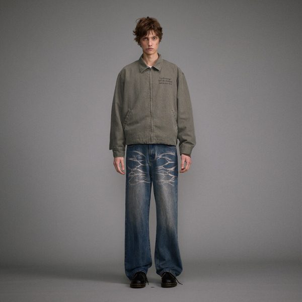 Washed Straight Jeans Men's Casual Long Pants - Image 4