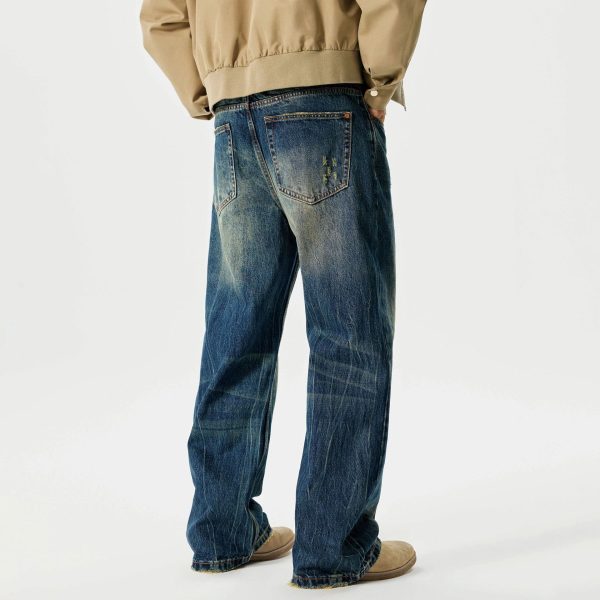 Street Scrape Water Pattern Simple Loose Micro-flared Jeans - Image 4