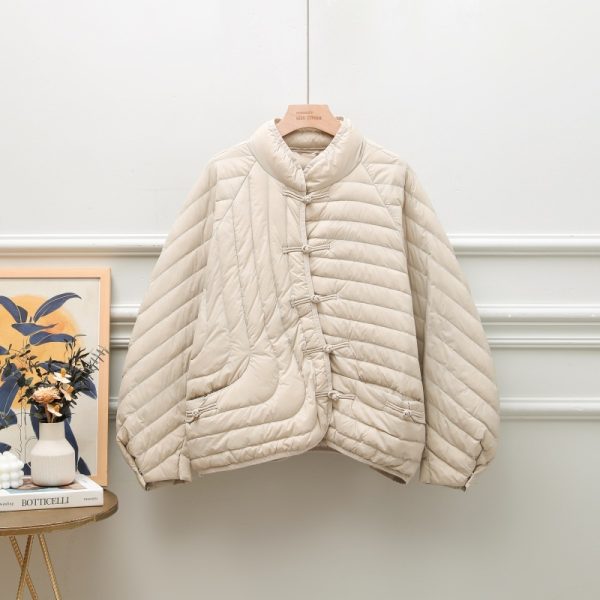 Autumn And Winter Ethnic Style Buckle White Duck Down Coat - Image 9