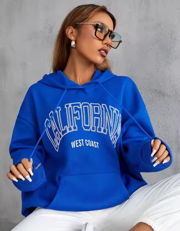 Letter Print Casual Hooded Sweater For Women - Image 4