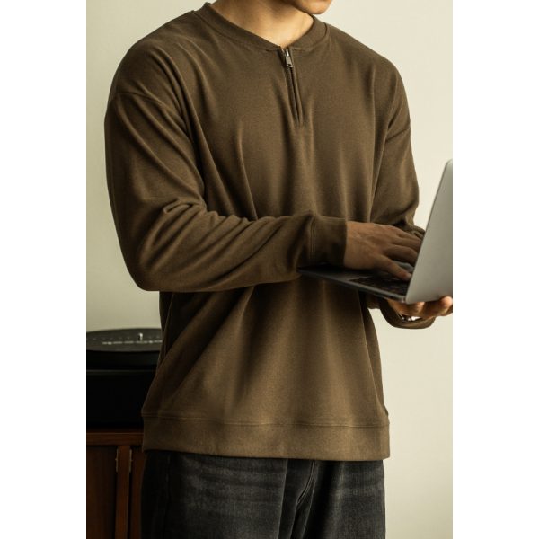 Half Long-sleeve Zipper T-shirt Men's Casual Bottoming Shirt - Image 7