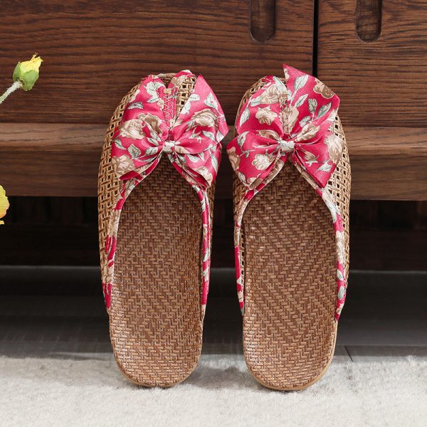 Home Breathable Indoor Rattan Slippers For Women - Image 7