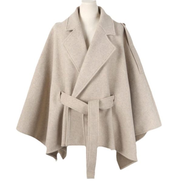 Lace-up Shawl Cape Thickened Coat Woolen - Image 5
