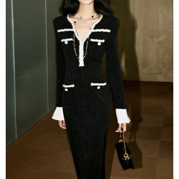 Contrast Color Fishtail Waist Dress - Image 5