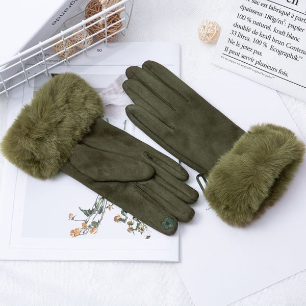 Thermal Touch Screen Fleece-lined Thick Suede Gloves - Image 4