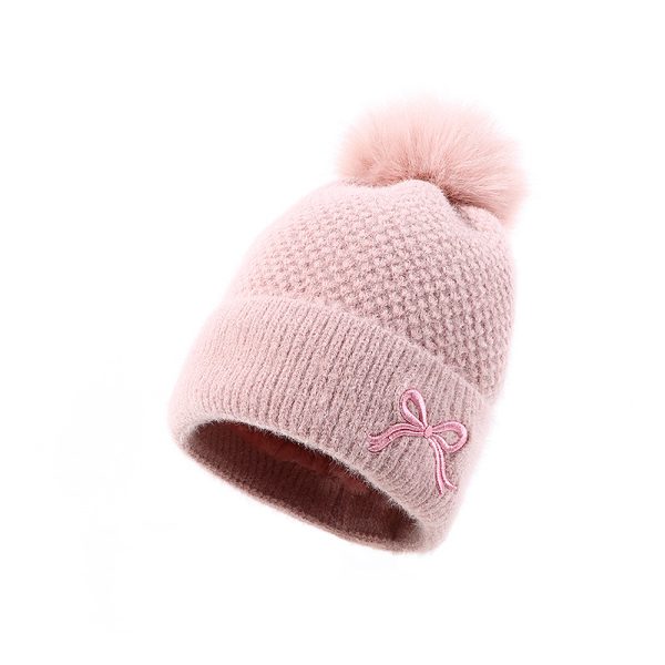 Bow Embroidery Velvet Knitted Woolen Cap - Image 5