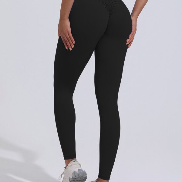 Women's Solid Color High Waist Hip Lift Outdoor Sports Seamless Yoga Pants - Image 2