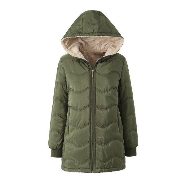 Geometric Wave Hooded Fleece-lined Warm-keeping Cotton Clothing - Image 8