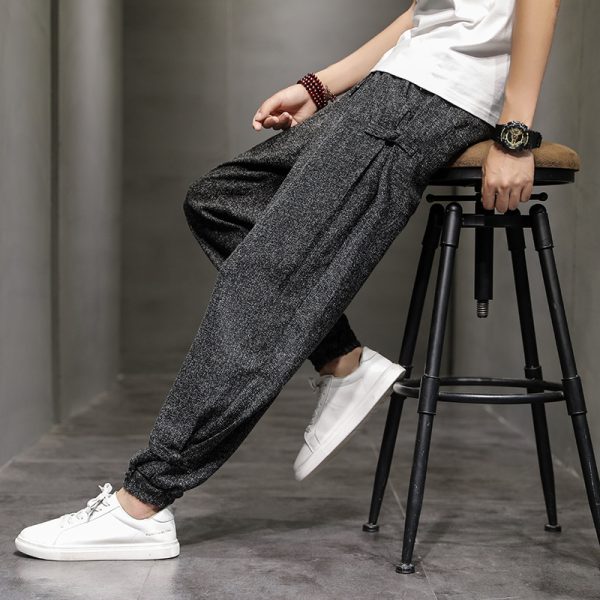 Men's Loose Oversized Frog Button Wide Leg Long Sleeve Slacks