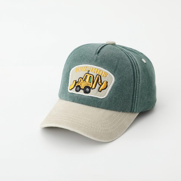Cartoon Excavator Washed Baseball Cap - Image 8